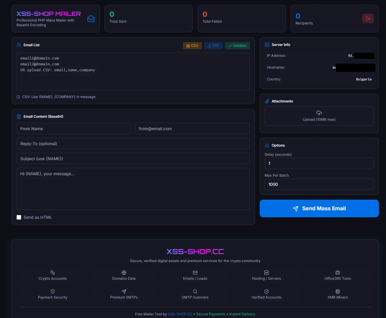XSS-SHOP PHP Mailer Free v1.0